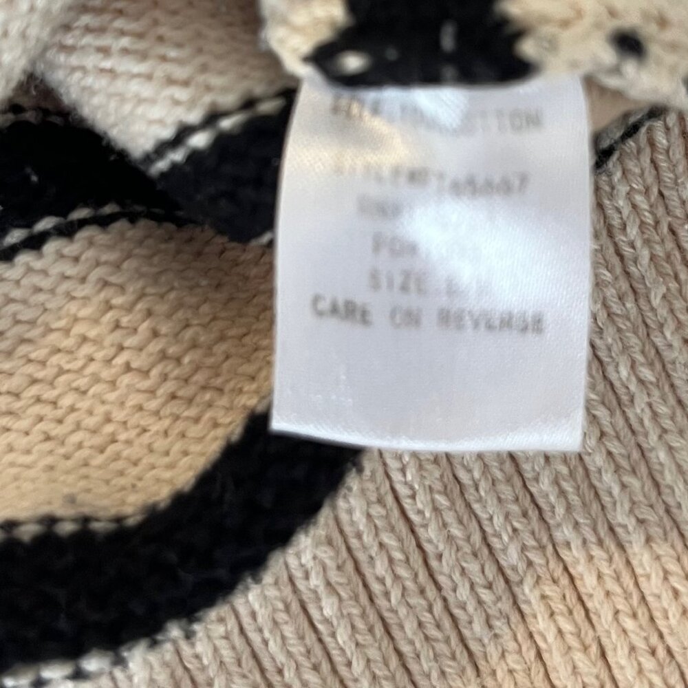 100% Cotton Cream and Black Striped Sweater with Split Hem | Size S/M - Picture 5 of 5